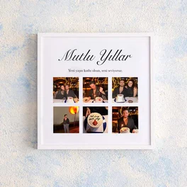 Mutlu Yıllar 6 Fotoğraflı 20x20 Yapışan Çerçeve