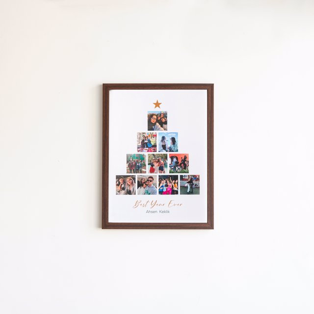 Yılbaşı Ağacı 10 Fotoğraflı 30x40 Yapışan Çerçeve
