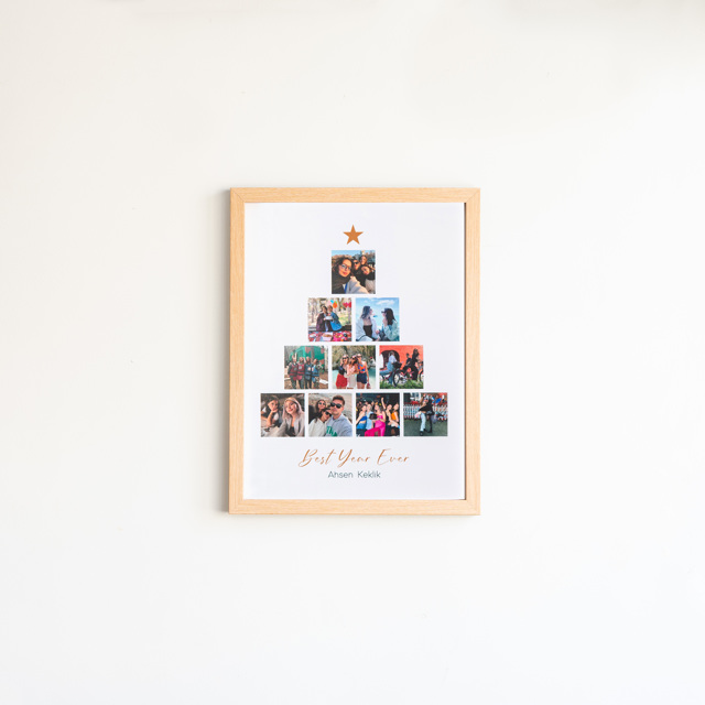 Yılbaşı Ağacı 10 Fotoğraflı 30x40 Yapışan Çerçeve