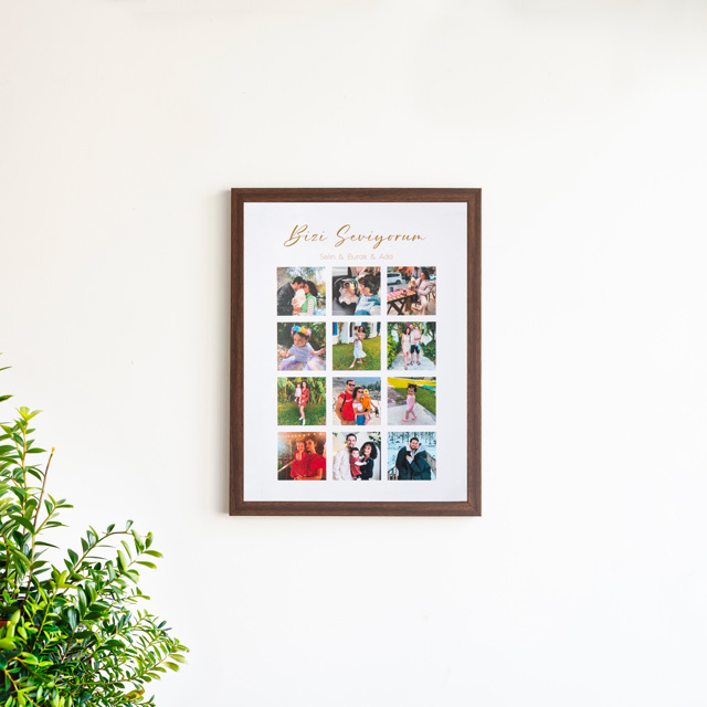 Sevgiliye 12 Fotoğraflı 30x40 Yapışan Çerçeve
