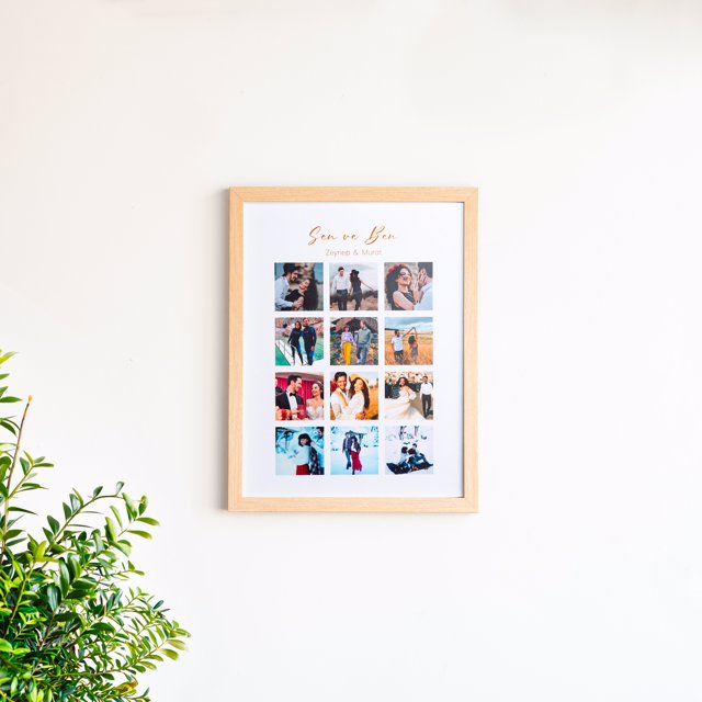Sevgiliye 12 Fotoğraflı 30x40 Yapışan Çerçeve