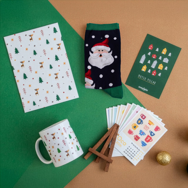 Renkli Yeni Yıl Hediye Kutusu