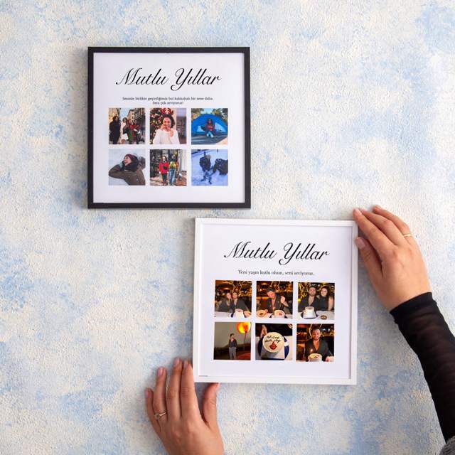 Mutlu Yıllar 6 Fotoğraflı 20x20 Yapışan Çerçeve