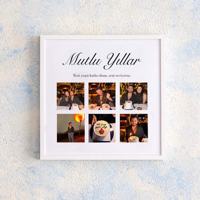 Mutlu Yıllar 6 Fotoğraflı 20x20 Yapışan Çerçeve