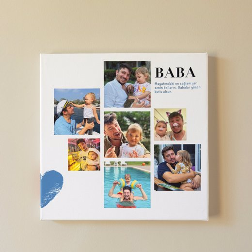 Babaya 7 Fotoğraflı 30x30 Kanvas Tablo