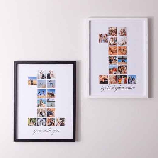 Birlikte 1 Yıl 15 Fotoğraflı 30x40 Yapışan Çerçeve